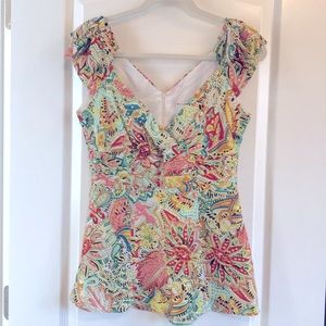 NANETTE LAPORE blouse. Multicolor vibrant print